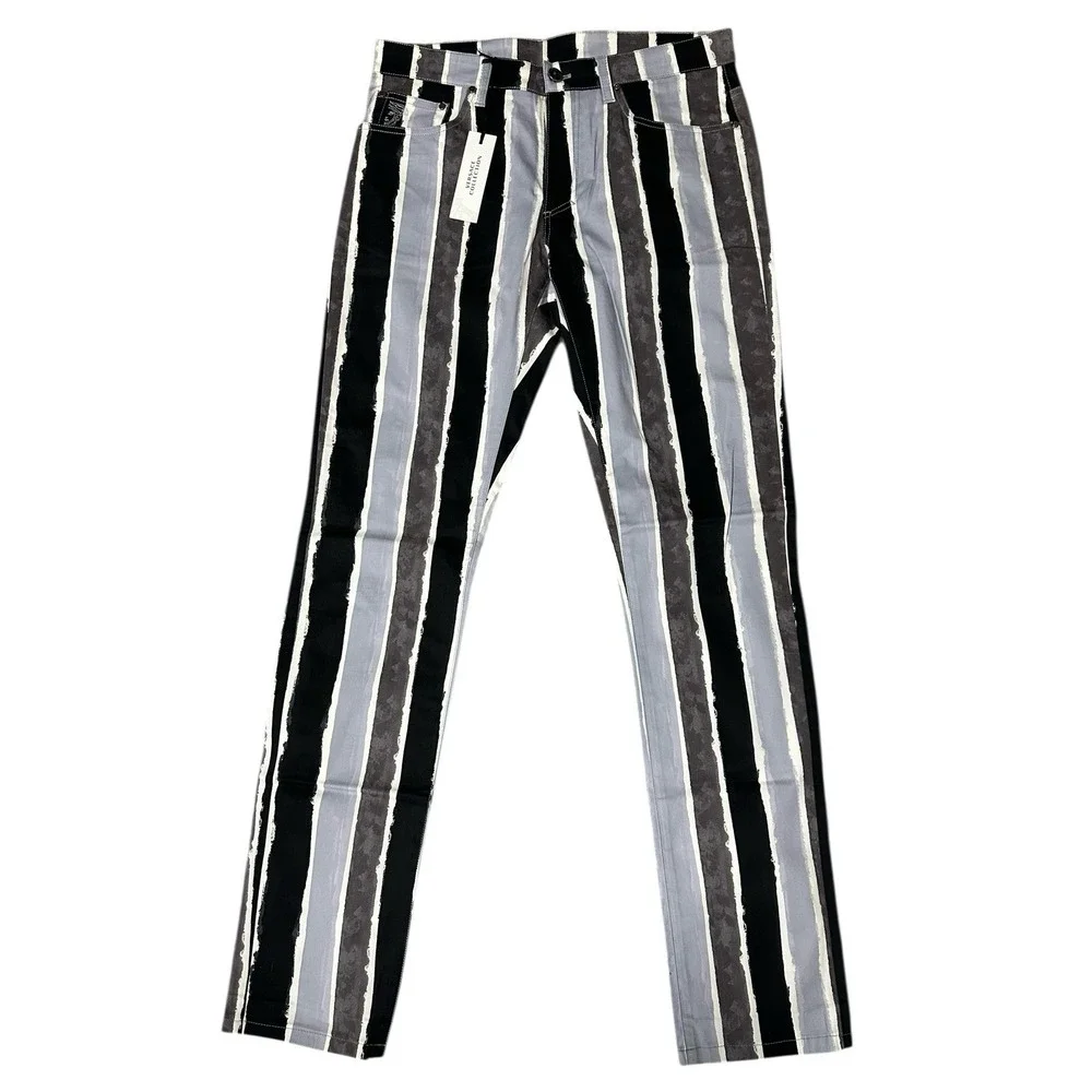 Versace Collection‎ Men's Slim Fit Striped Pants Black Gray 32W New